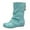 Mint Green, variant on Fold Over Mid Calf Boots for Women Hidden Wedge Low Heel Slouchy Leather Round Toe Long Booties with Buckle Strap