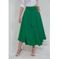 thumbnail image 4 of sicmoss Women's Green High Waisted Bohemian Maxi Skirt, Side Slit Flowy with Pockets, 4 of 8