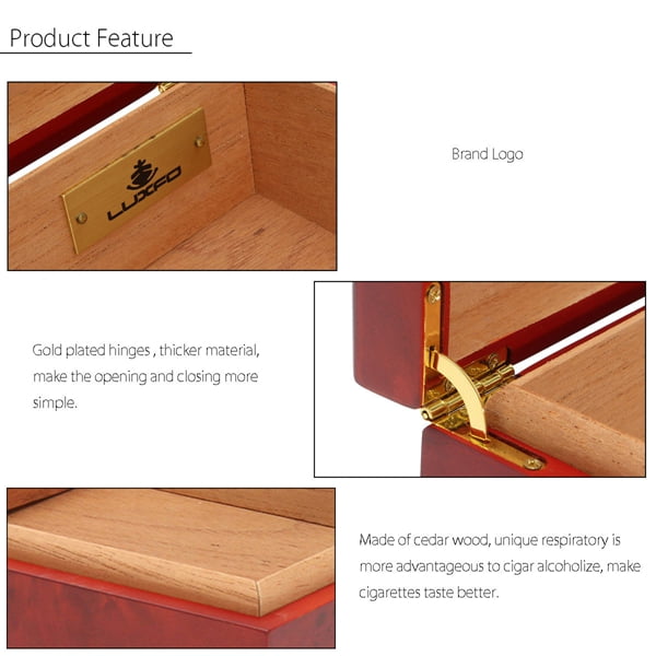 Humidor Humidifier  USA D Y Black Cedar Wood Lined Cigar Storage Case Box