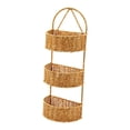 thumbnail image 4 of Cesta de pared de imitación ratán, cesta para guardar objetos pequeños, cesta colgante tejida Semicírculo 3 capas, 4 of 9