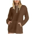 thumbnail image 2 of Womens Casual Tops Women's Solid Color Sweatshirt Women's Half Zip Pocket Hooded Sweatshirt Without, 2 of 9