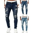 thumbnail image 4 of Gvmfive Men Denim Zip Fly Mid Rise Side Pockets Skinny Ripped Jeans, 4 of 5