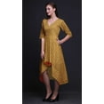thumbnail image 2 of Bimba Cotton Orange Leaves Leaves Womens V Neck Asymmetrical Pocket ShiftÂ&nbsp;DressÂ&nbsp;Short Sleeve MidiÂ&nbsp;Dress-Large, 2 of 4