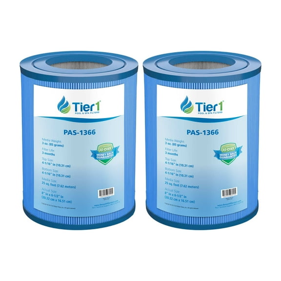 Tier1 Pool & Spa Filter Cartridge 2-pk | Replacement for Master Spas, Pleatco PMA25-M, PMA-PROPAK2-M, Filbur FC-1008 and More | 25 sq ft Pleated Fabric Filter Media