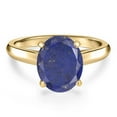 thumbnail image 3 of Gem Stone King 14K Yellow Gold Blue Lapis Engagement Ring for Women | 4.00 Cttw | Oval 12X10MM | Gemstone Birthstone | Size 6, 3 of 6