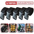 thumbnail image 3 of Black Nylon Cargo Tie Down Strap 1/1.5/2m Luggage Lash Belt with Cam Buckle for Travel and Outdoor Camping, 3 of 8