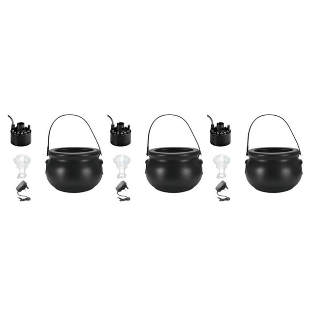 stanreset Halloween Witch Cauldrons Fog Maker Spooky Mist Effect Wide Application Safe To Festive Decorations black UK Plug 3Set