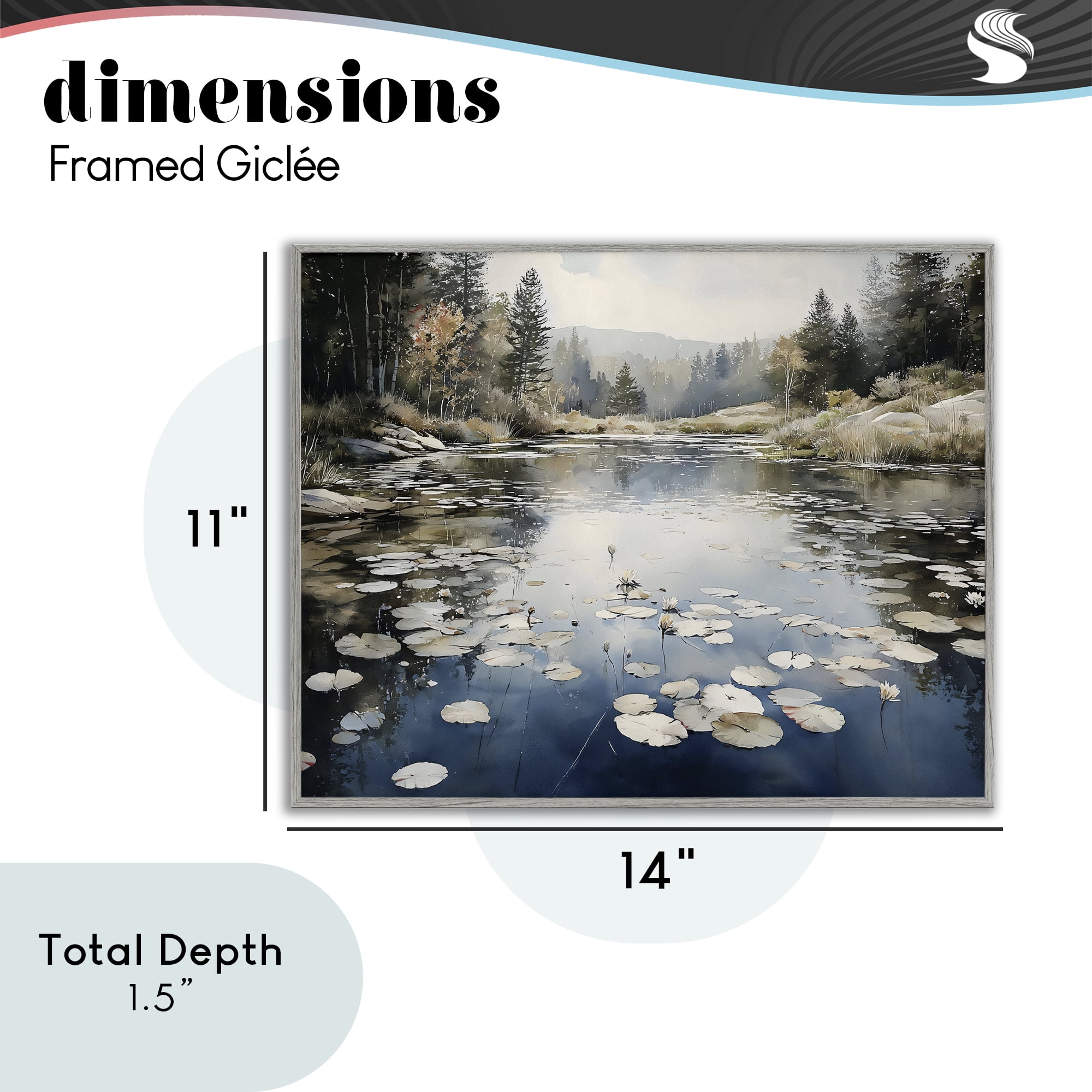 Stupell Industries Still Pond with Morning Reflections Gray Framed Giclee Art, design by Franklyn Gregory