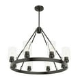 thumbnail image 2 of Hunter - Hartland 8-light Noble Bronze, Large Chandelier, Dimmable, Casual Style, Wagon Wheel Shaped, for Bedrooms, Dining, Living Rooms - 19011, 2 of 11