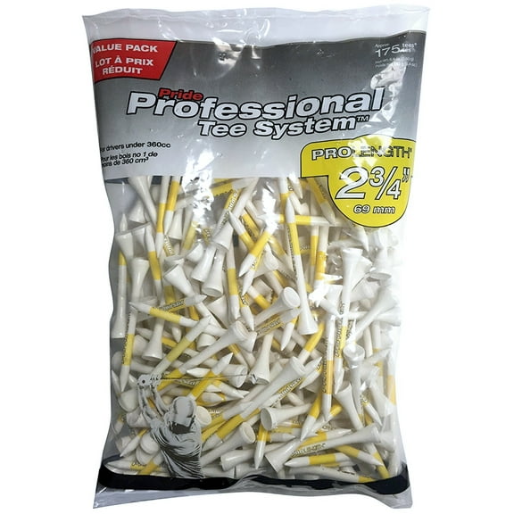 Pride Professional Tee System ProLength Tee, Yellow on White