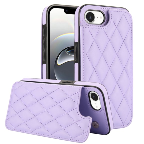 for iPhone 16e Wallet Case with Card Holder, Magnetic Back Folio PU Leather Purse Case for Women Girls, RFID Blocking Protective Flip Stand Phone Cover for iPhone 16e, Purple