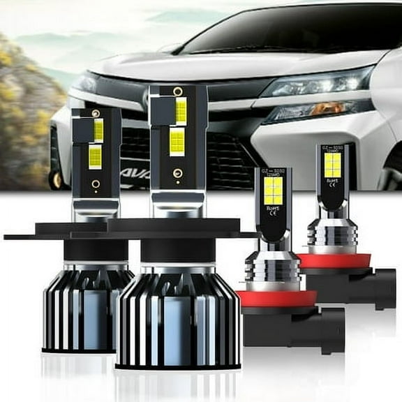 QIPEIZSP Fit for Toyota Avanza 2007-2015 LED Headlight Bulbs 9003 High Low Beam & H11 Fog Light Bulbs 6000K Xenon White Pack of 4