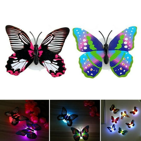 

Xunyuan 2Pcs Color Changing Butterfly LED Night Light Wall Lamp Bedroom Kids Room Decor