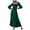 Green, variant on Women's 2025 Fall Long Sleeve Square Neck Maxi Dress - Polyester, Smocked Tiered, A Line Flowy, Perfect for Fall