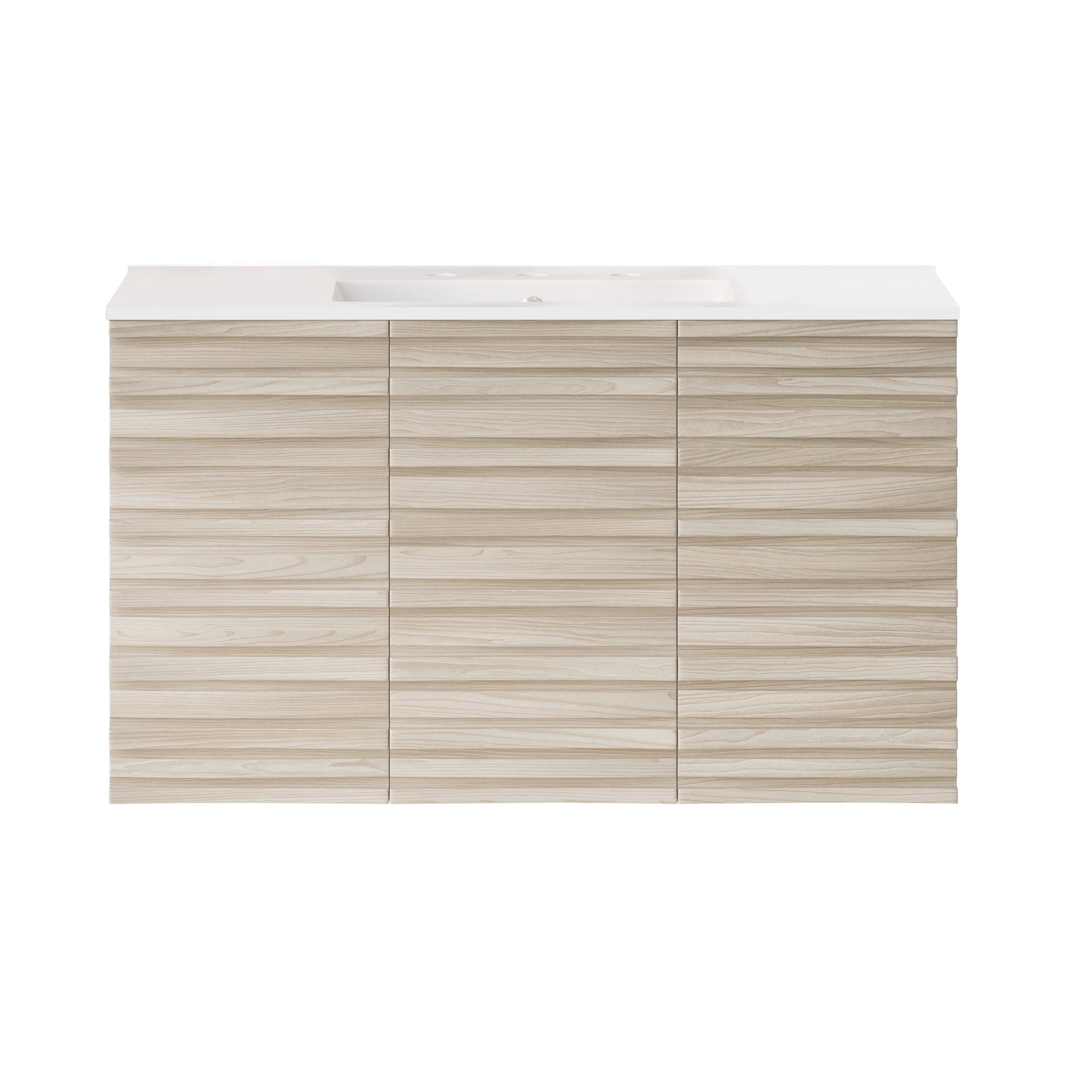 Cascade 36" Wall-Mounted Bathroom Vanity in White Oak with 3-Hole Widespread Sink Top
