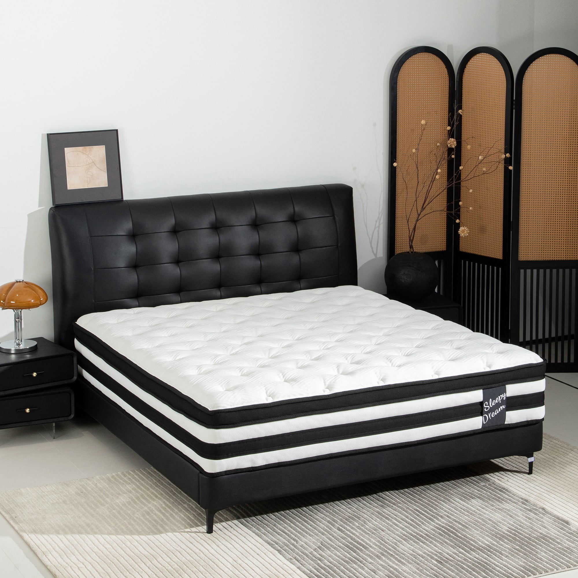 12 Inch Queen Size Mattress,Breathable Memory Foam Hybrid Mattress Knitted Cover,Individual Pocket Spring,Adult