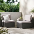 thumbnail image 2 of GDF Studio Avianna Outdoor Wicker Armless Club Chair with Cushions, Set of 2, Gray, Light Gray, 2 of 8