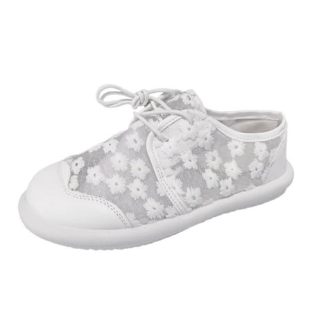 QYZEU Mesh Ballet Flats for Women Women s Casual Shoes Ladies Casual Flower Lace Hollow Out Breathable Soft Bottom Flat Casual Shoes Single Shoes Women Flip Flops White 38
