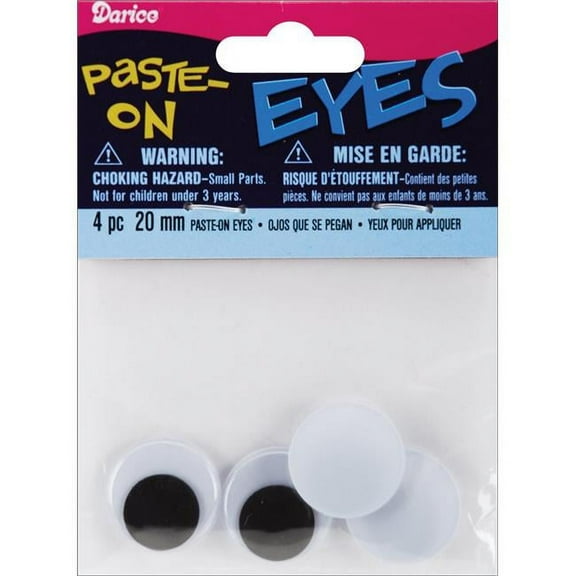 Darice ME20-PP 20 mm Paste-on Wiggle Eyes, Black - 4 per Pack