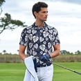 thumbnail image 3 of Balery White Leaves Camisa Polo de Hombre con Estampado, de Manga Corta y Tejido Medio, Camisa Tipo Golf Polo-Large, 3 of 6