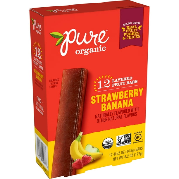 Pure Organic, Layered Fruit Bars, Strawberry Banana, 12 Ct, 6.2 Oz