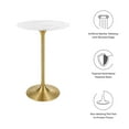thumbnail image 4 of 28" Artificial Marble Bar Table with Aluminum Metal Base, Gold White, 4 of 7