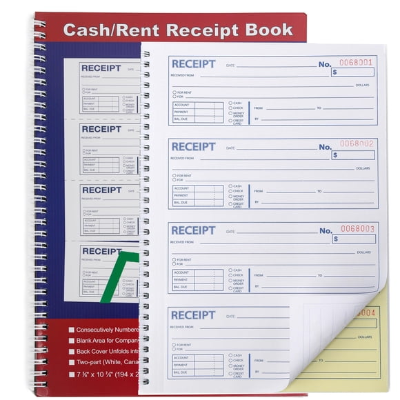 Libreta de recibos Gimehome Money and Rent, 2 partes, sin papel