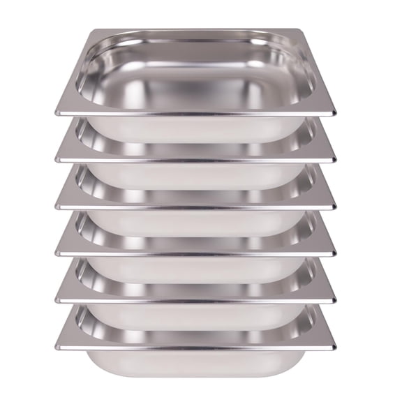 Hakka 6-Pack 1/2 Size Steam Table Hotel Pans 2.5 Inch Deep Stainless Steel