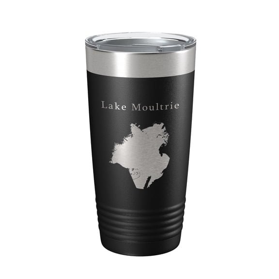 Lake Moultrie Map Tumbler Travel Mug Insulated Laser Engraved Coffee Cup South Carolina 20 oz Black