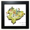 thumbnail image 1 of Mapa de viajes China Taipei Mesa de pared con marco cuadrado negro, 1 of 4