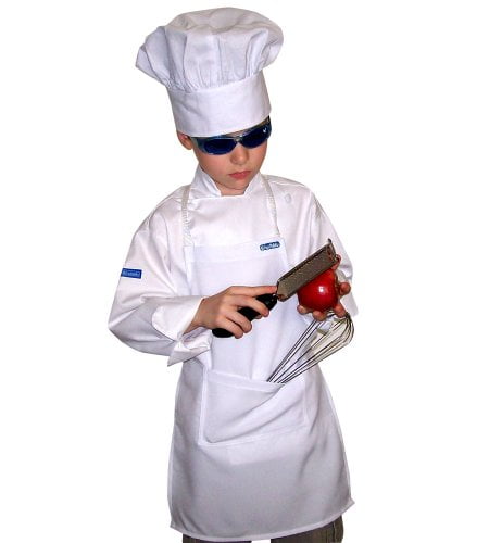 Ultra Lite Fabric RED APRON+WHITE HAT Apron+hat Chefskin TALL Chef Set Adjustable 