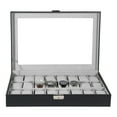 thumbnail image 6 of Uten 24-Slot Luxury Watch Box for Men, PU Leather Display Case with Large Glass Top & Gray Lining for Watch Collection & Storage, Black, 6 of 10