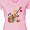 thumbnail image 4 of Inktastic Acoustic Guitar with Colorful Flowers Women's V-Neck T-Shirt, 4 of 5