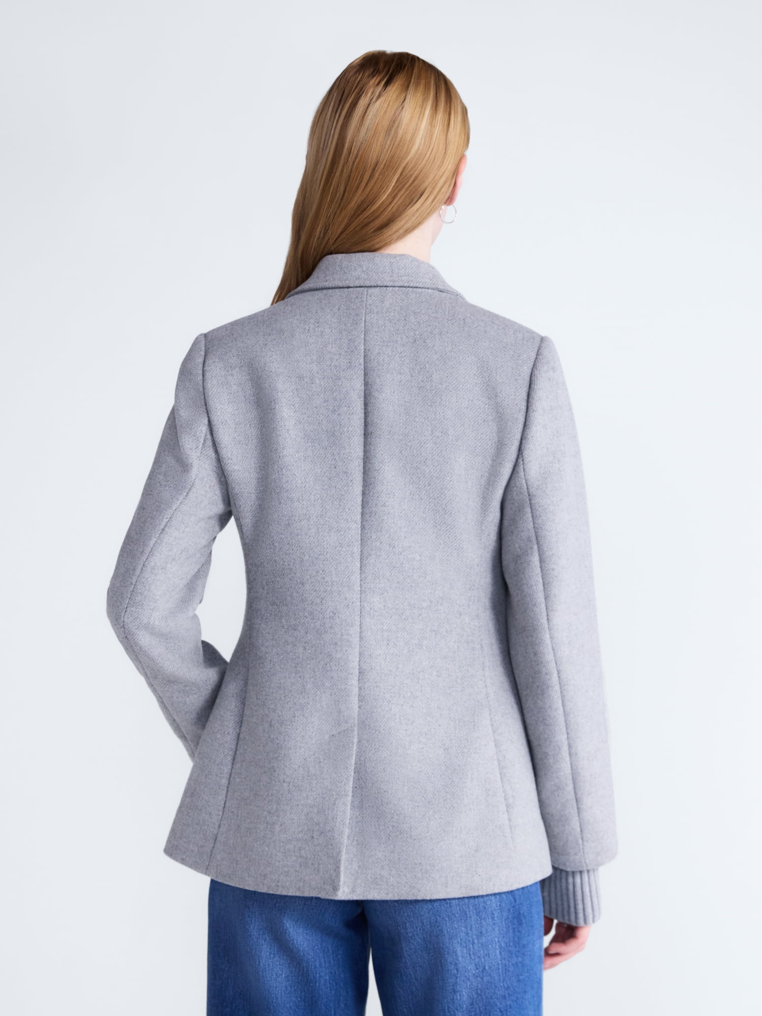 Free Assembly Women's and Women's Plus Single-Breasted Blazer with Ribbed Cuffs, Sizes XS-4X