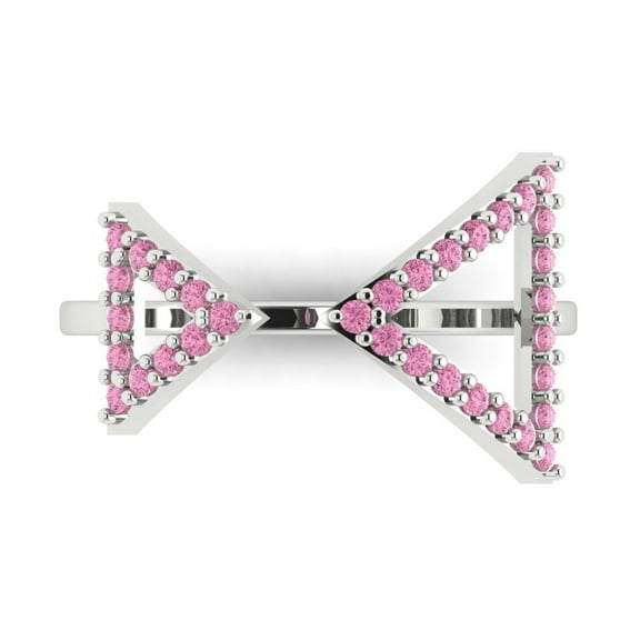 Statement Engagement Ring for Women - 0.2475ct Simulated Pink Diamond in 18K White Gold Promise Ring