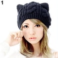 thumbnail image 2 of SPRING PARK Cute Women's Winter Fashion Lovely Cat Ear Crochet Solid Color Knitted Ski Woolen Cap Beanie Hat, 2 of 3