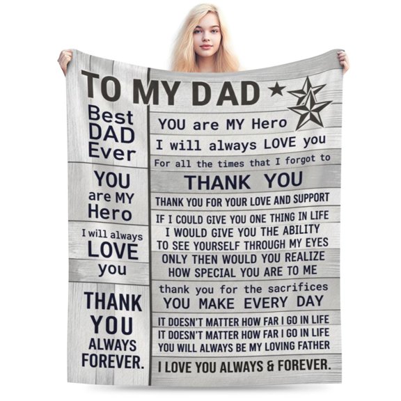 Gift for Dad Birthday, Dads Gift from Daughter Son, Father Birthday Present for Dads Who Want Nothing, Best Daddy Ever Gift, Father Flannel Blanket 50x40