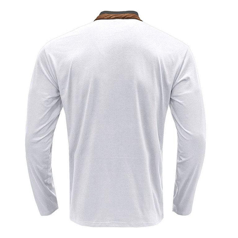 Long Sleeve T Shirts For Men Men's Casual Stand-Up Collar Stitching T-Shirt  Long-Sleeved Pullover Stand-Up Collar Collar Blouse Tops Je L