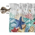 thumbnail image 5 of Summer Kitchen Curtain Valance Living Room Valance for Windows Summer Watercolor Ocean Shells Coral Gray Plaid Valance Curtains Short Rod Pocket Window Valance for Bedroom, 54"x18", 5 of 6