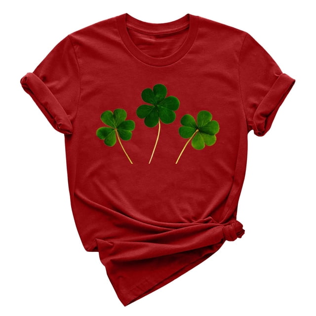 Besolor T-Shirts de Mode pour Femmes de la Saint-Patrick à Col Rond Shamrock T-Shirt à Manches Courtes T-Shirts Basiques Hauts de Festival