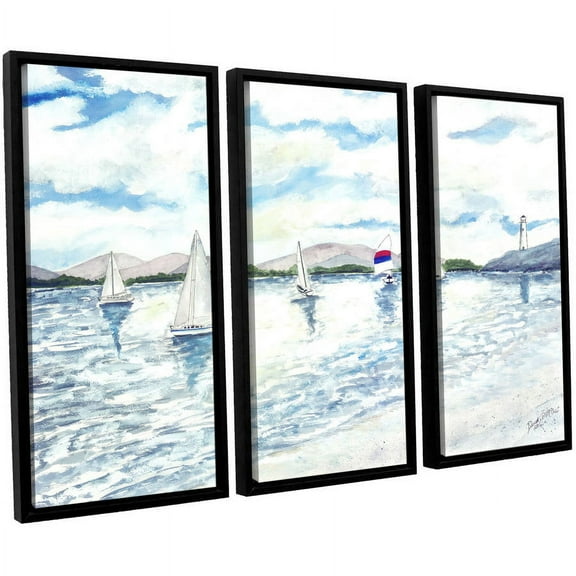 ArtWall Derek Mccrea "Sailboats 2" 3-Piece Floater-framed Canvas Set