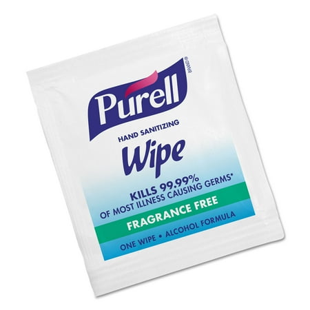 PURELL Go-jo Industries Premoistened Sanitizing Hand Wipes, Individually Wrapped, 5 X 7, 1000/Carton