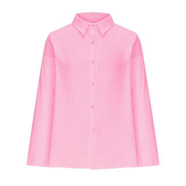 GreatBaby Ladies' Fall Winter Blouses Leisure Long Sleeved Standup Collar Rib-Knit Cuffs Shirts with Buttons Solid Color Comfy Linen Tops(Pink#7,S)