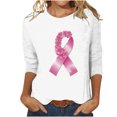 thumbnail image 3 of DDAPJ pyju Pink Ribbon Shirts for Women Breast Cancer Awareness T-Shirt Inspirational Breast Cancer 3/4 Sleeve Blouse Tops Ofertas del día White S, 3 of 5