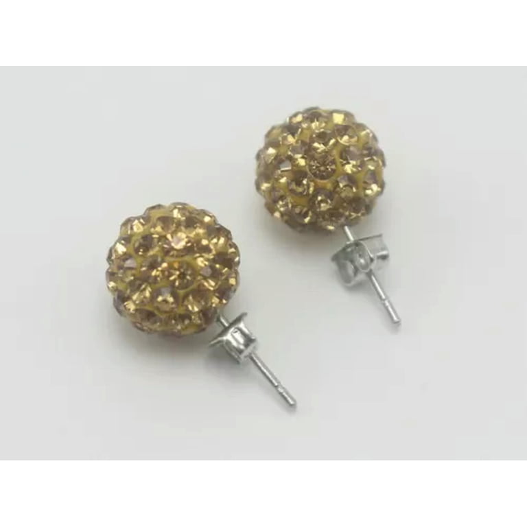 10 Paia Orecchini A Perno Clay Con Strass | Palla Disco 10mm Cristallo Pave - Foto 3