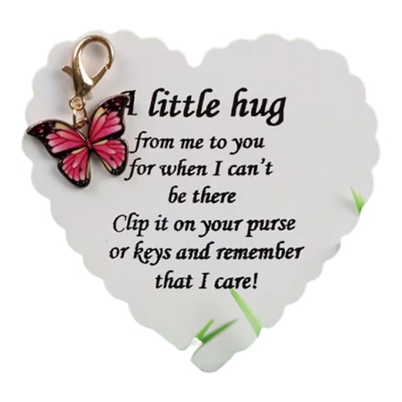 MOQIN Butterfly Charm Pocket Hug Token with Inspirational Cards - Anxiety Relief Gift for Loved Ones, Colorful Animal Clip On Pendant for Keys Bag Friendship