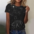 thumbnail image 2 of Tops de Ajuste Suelto para las Mujeres Sudadera Casual Impresa Manga Corta Cuello Redondo Superior, Poliéster, 2 of 4