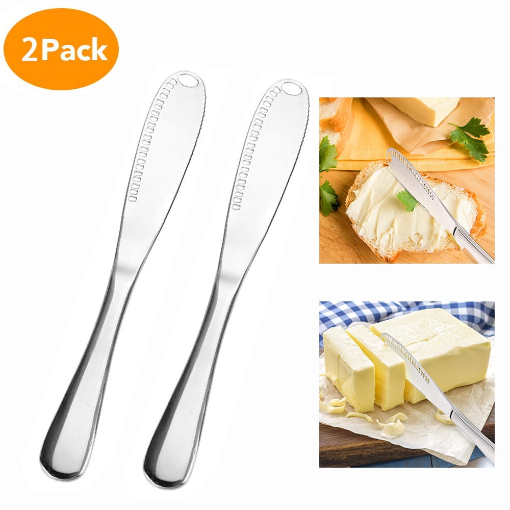 JUNWELL 2 Pack Stainless Steel Butter Spreader Knife, 3 in 1 Kitchen