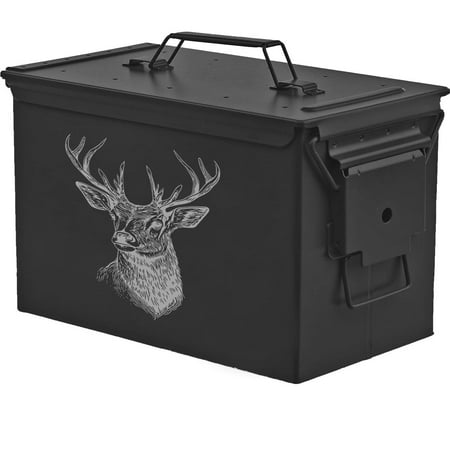 Steel Ammo Can Storage Box Ammunition Case Deer (50cal Black)