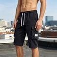 thumbnail image 5 of OIOLOYJM Mens Cargo Shorts Casual Drawstring Summer Athletic Hiking Bermuda Shorts Relaxed Fit Outdoor Work Shorts with Multi Pockets Black L, 5 of 5